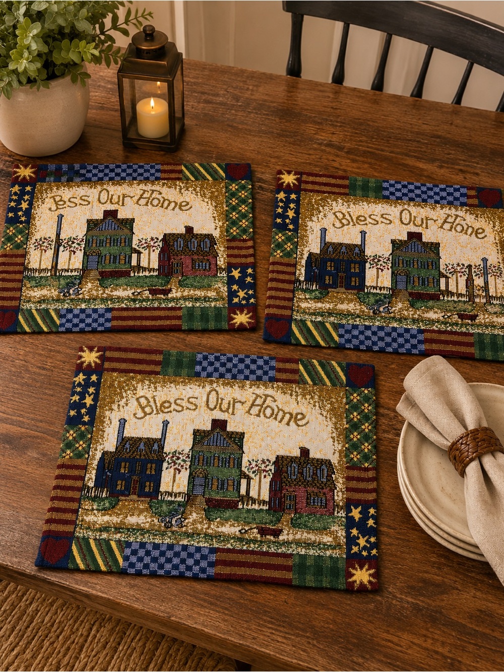 Bless our home cross stitch placemats cottagecore 3